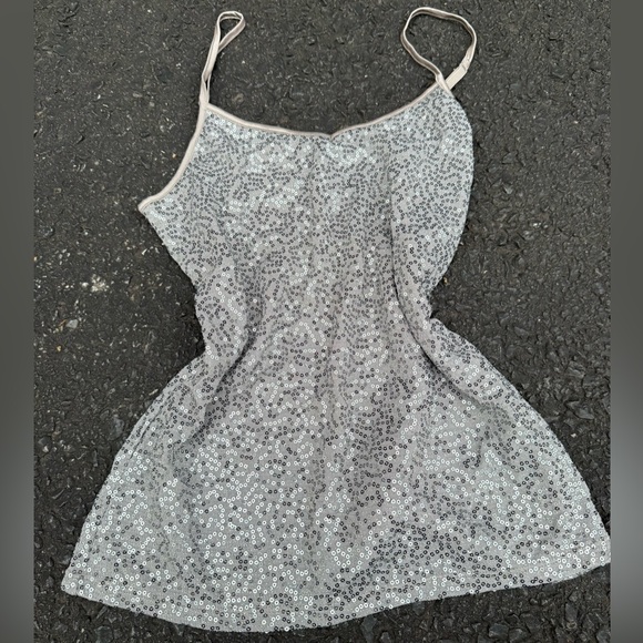 Express Tops - Express Y2k Vintage Silver Sequin Beaded Glitter Cami Top S Babydoll Festival